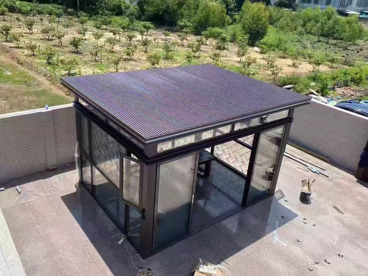 海南陵水县庭院新中式铝合金茶室